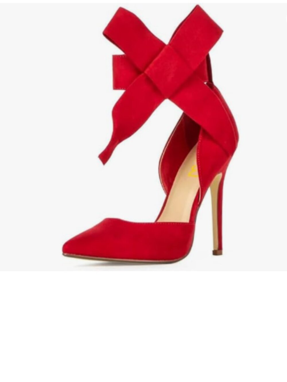 FSJ Red Pointed Toe High Heels Ankle Strap D'Orsay Pumps Ankle Bowtie Shoes